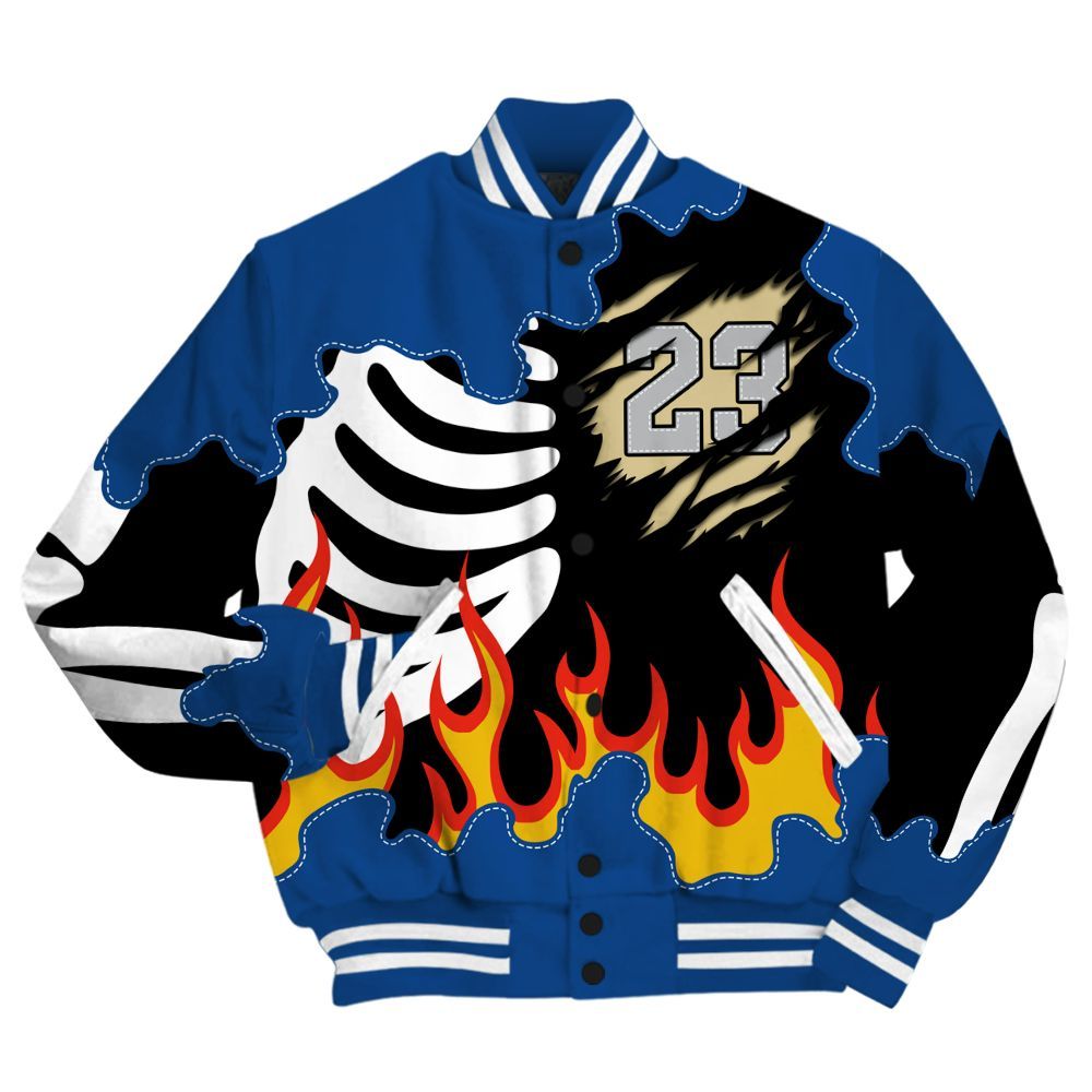 Varsity Jacket To Match Air Ship Royal Blue - Burning Skeleton 23 G.O.A.T All Over Print