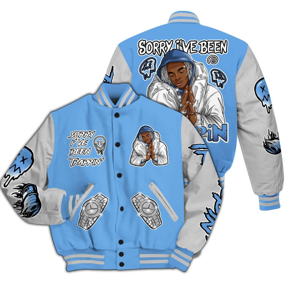 Varsity Jacket To Match University Blue 6s - Trappin' Unique All Over Print