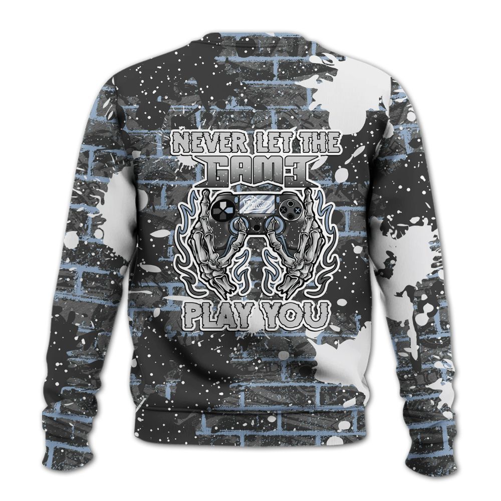 Sweatshirt To Match Reverse Black White 6s - PlayGame Skull Brick All Over Print