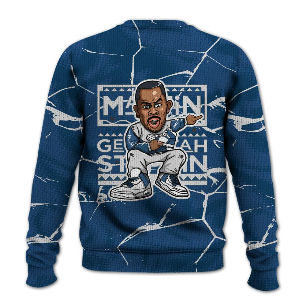 Knitted Sweater To Match High OG Midnight Navy 1s - Get Tag Sneakers Steppin' Graphic Crack