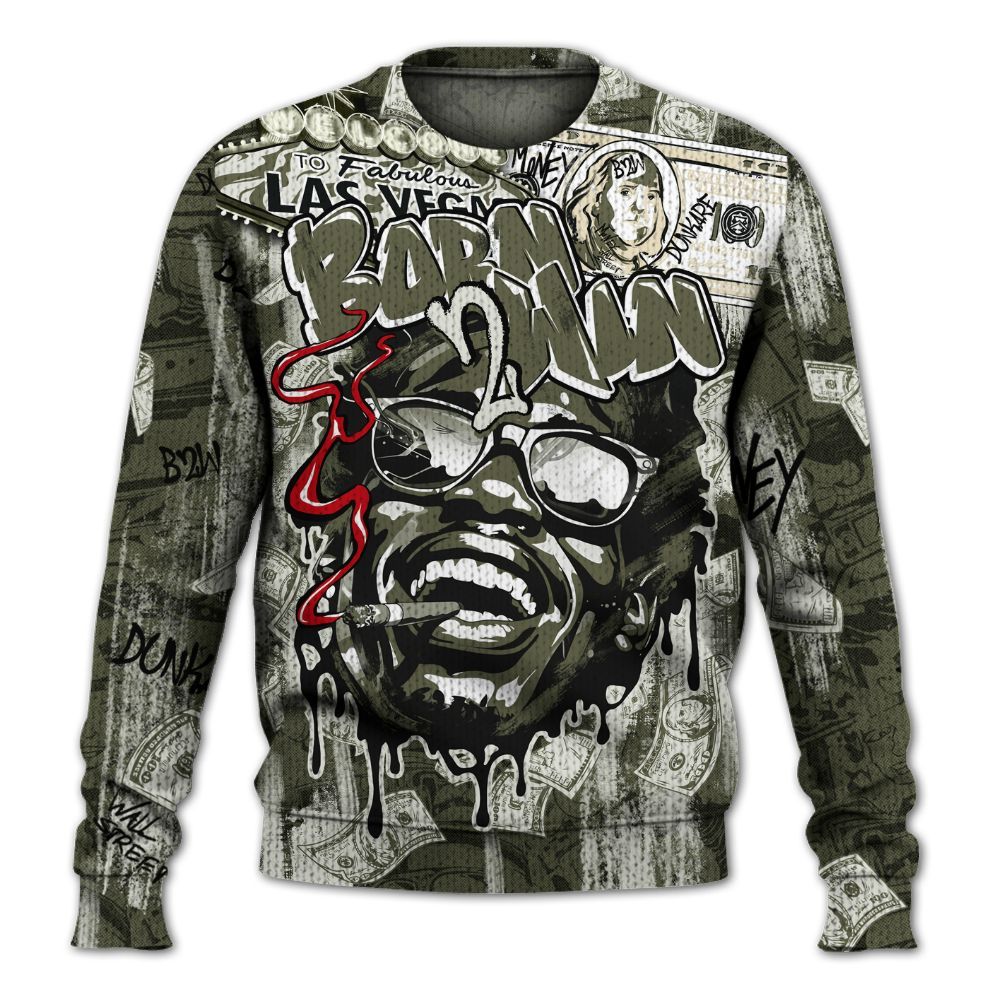 Knitted Sweater To Match Travis Scott Low OG Medium Olive 1s - Born To Win Money