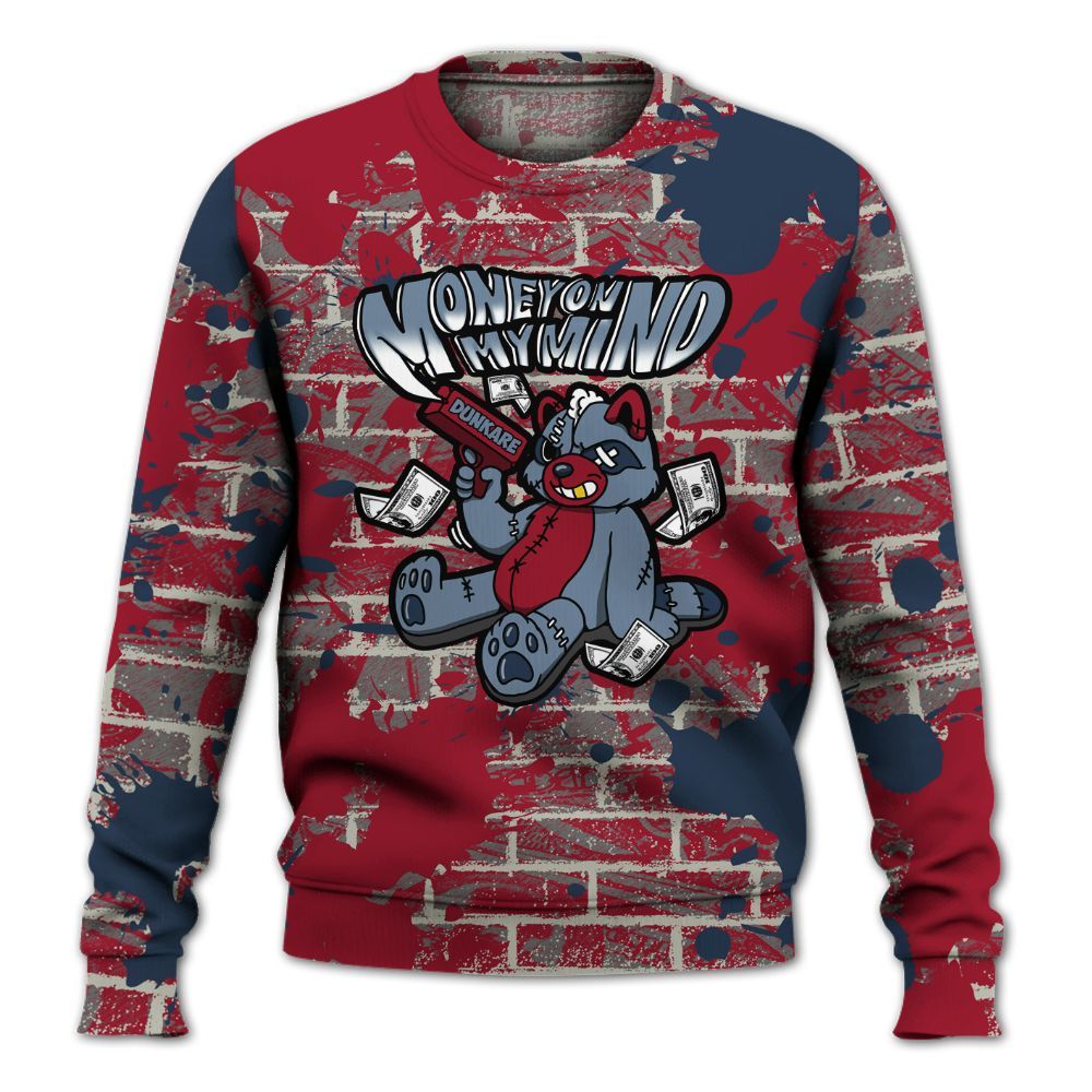 Sweatshirt To Match Navy Blue 2024 6s - Money On My Mind Raccoon Brick All Over Print