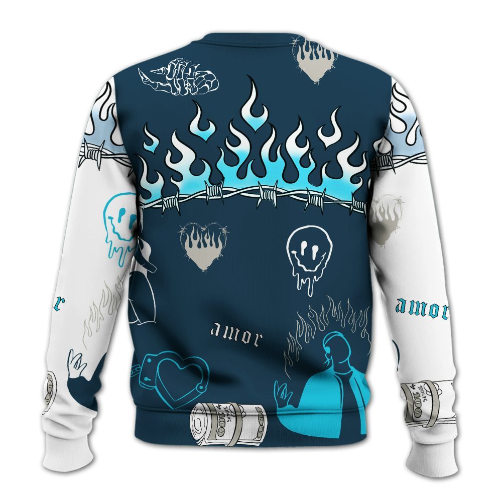 Sweatshirt To Match Air Navy Baltic Blue - Snake Trust No One All Over Print