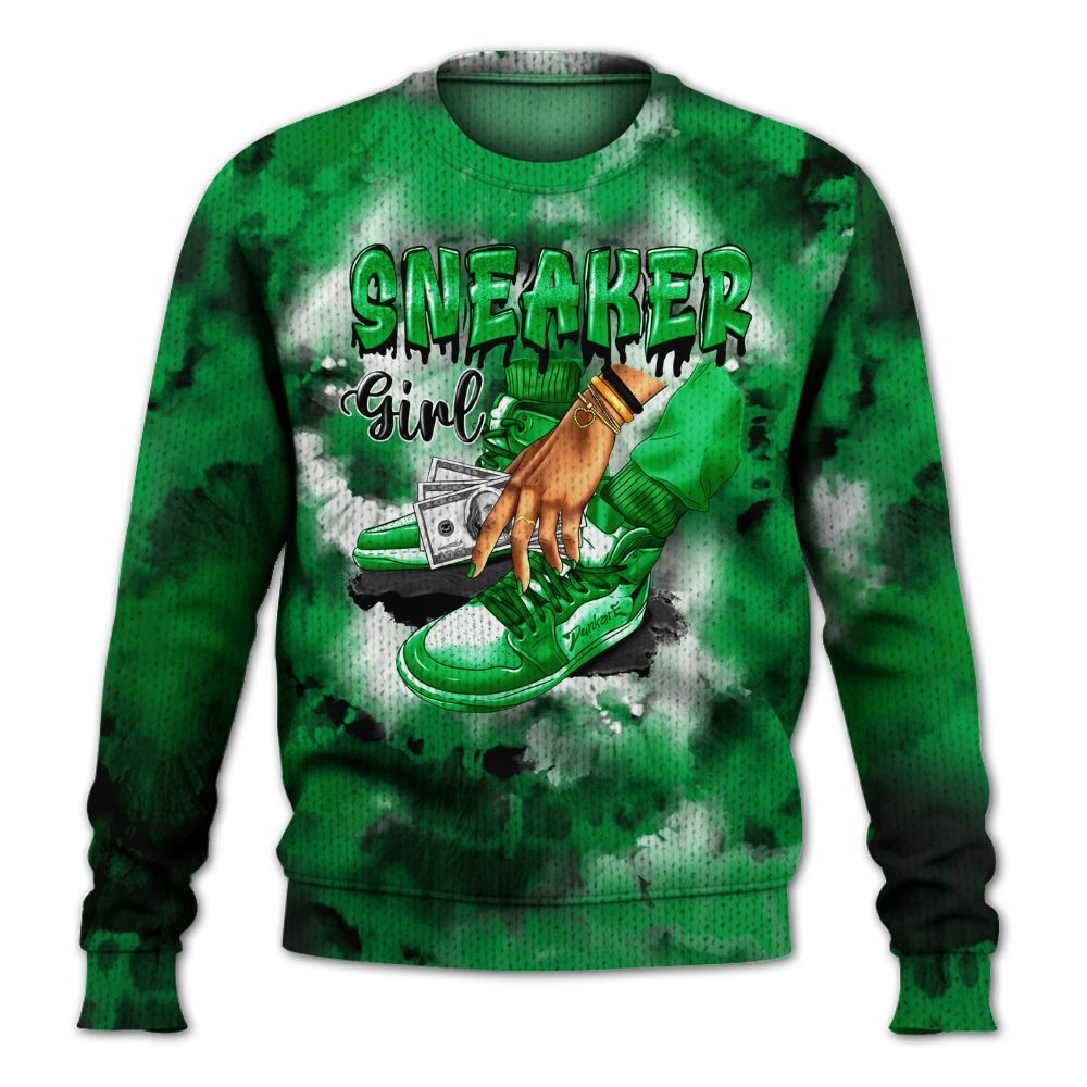 Knitted Sweater To Match Low Lucky Green 1s - SNEAKER Girl Money Drip Tie Dye