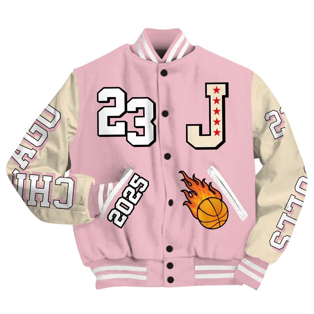 Varsity Jacket To Match Low OG Shy Pink 1s - Chicago 23 Basketball All Over Print