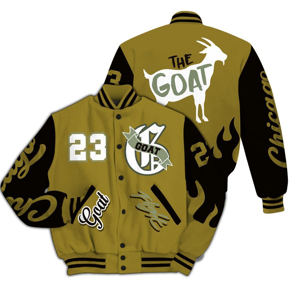 Varsity Jacket To Match Air Flightposite Metallic Gold - The G.O.A.T Flight Streetwear All Over Print