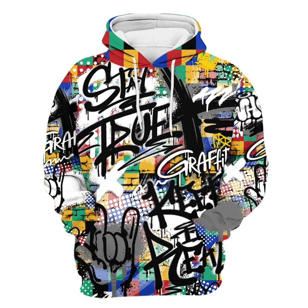 Hoodie To Match Air Rainbow Weave - True It Real Graffiti Streetwear All Over Print