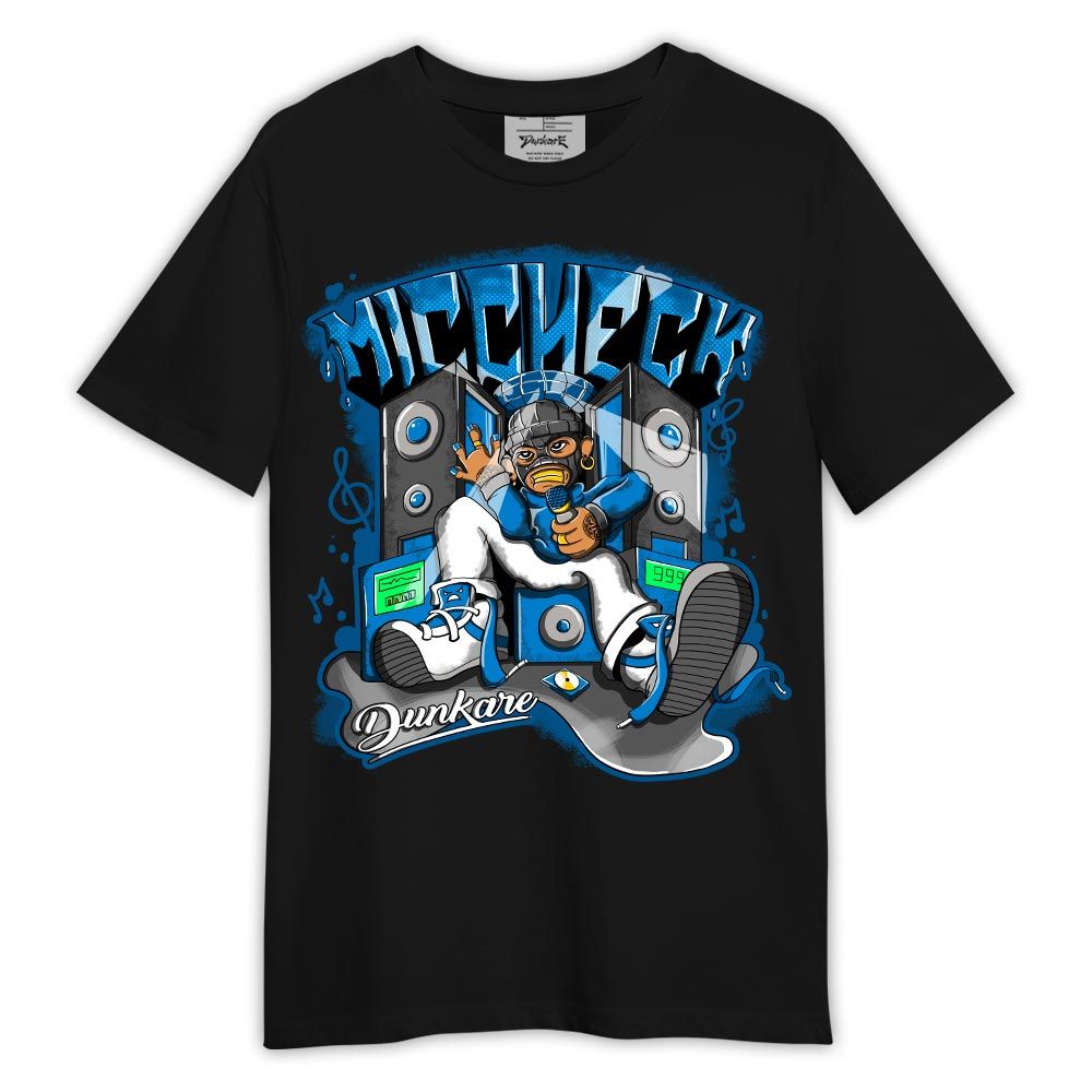 Shirt To Match Industrial Blue 4s - Mic Check Rap Shirt Outfit Military Blue 4s 1005 LGH