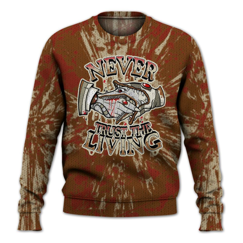 Knitted Sweater To Match Archaeo Brown 5s - Never Trusting Living Graphic Halloween