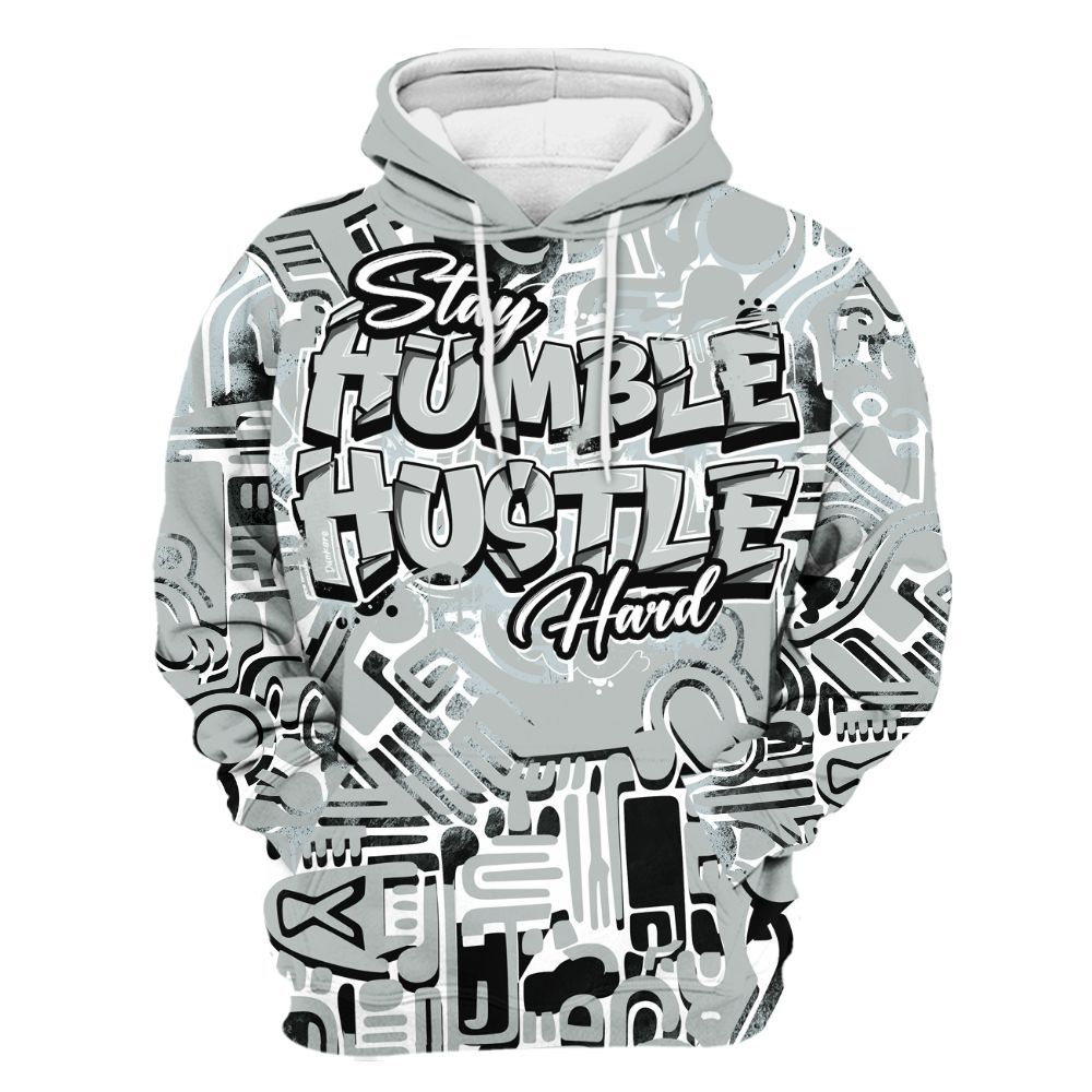 Hoodie To Match Black Wolf Grey 12s - Humble Hustle Doodle Retro All Over Print