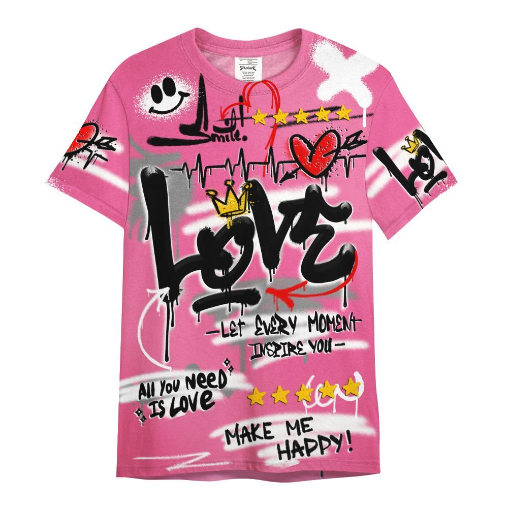 Shirt To Match Air Max SNDR Hyper Pink - Happy Love Beats Graffiti Streetwear All Over Print