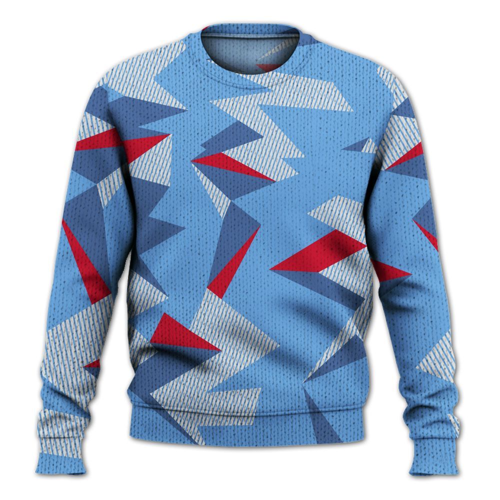 Knitted Sweater To Match University Blue 6s - Geometric Camouflage Pattern