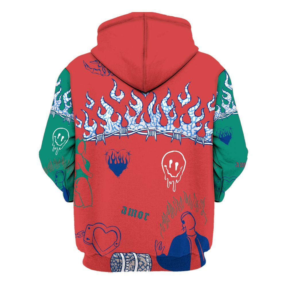 Hoodie To Match Retro Chalk & Track Red 3s - Snake Trust No One All Over Print
