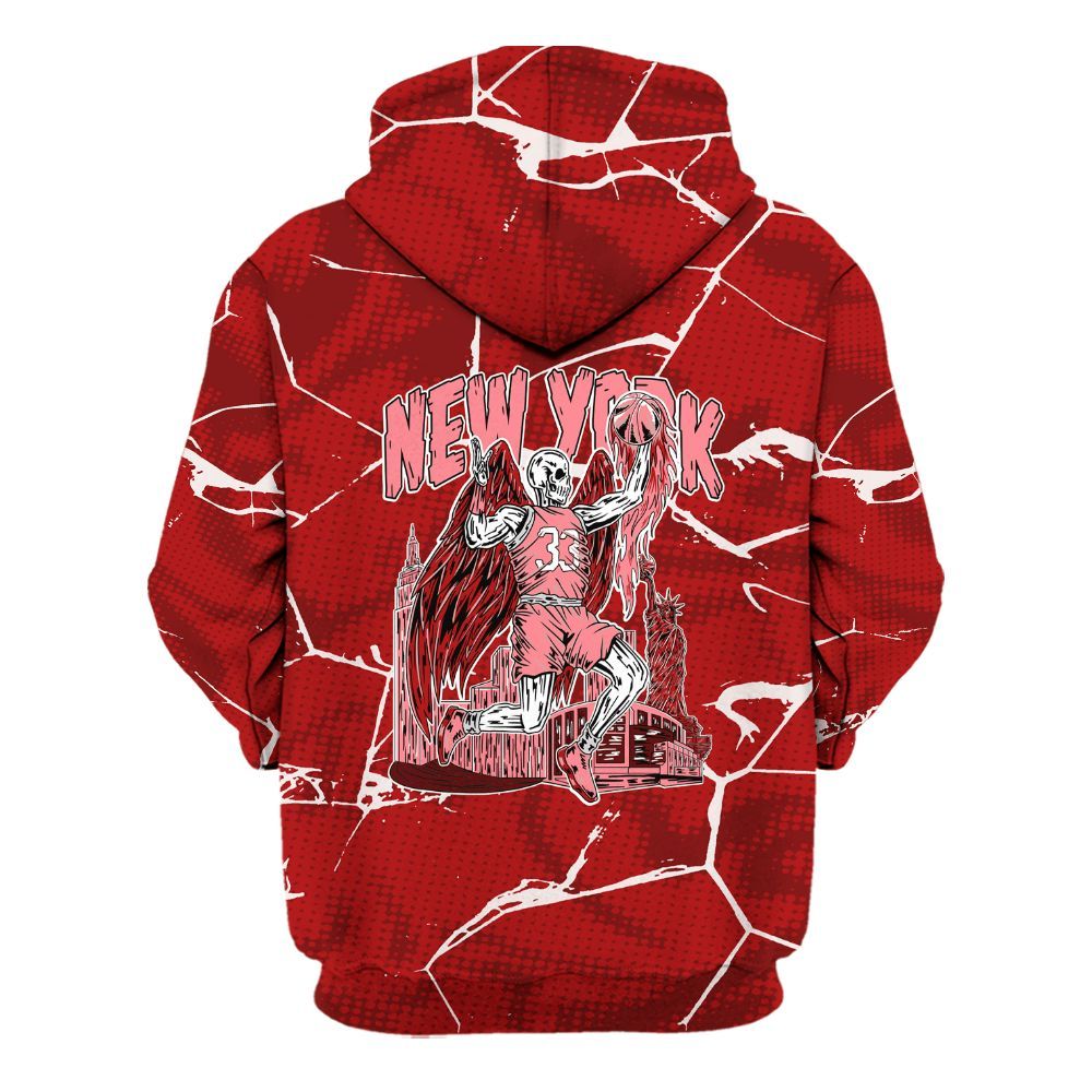 Hoodie To Match Red Taxi 12s - Ewing Era Skeleton Crack All Over Print