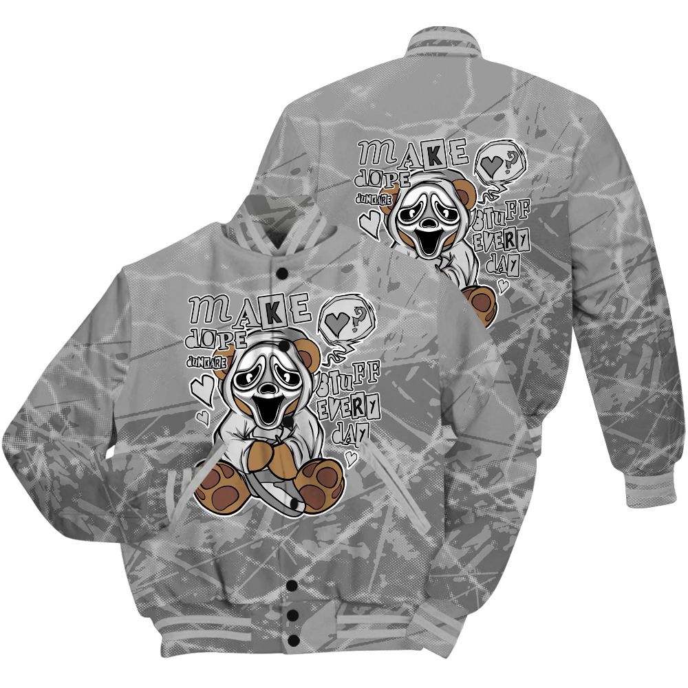 Varsity Jacket To Match Black Wolf Grey 12s Shirt - Make Dopes Bear Profound All Over Print