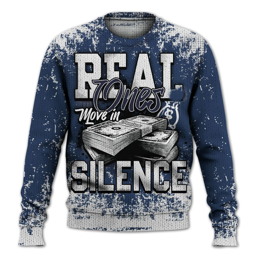 Knitted Sweater To Match Low 85 Metallic Blue 1s - Move In Silence Money Street Retro