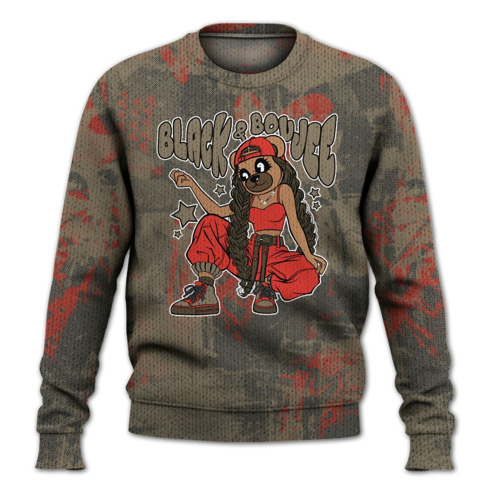 Knitted Sweater To Match Olive 9s - Boujee Girls Bear Heart Grunge
