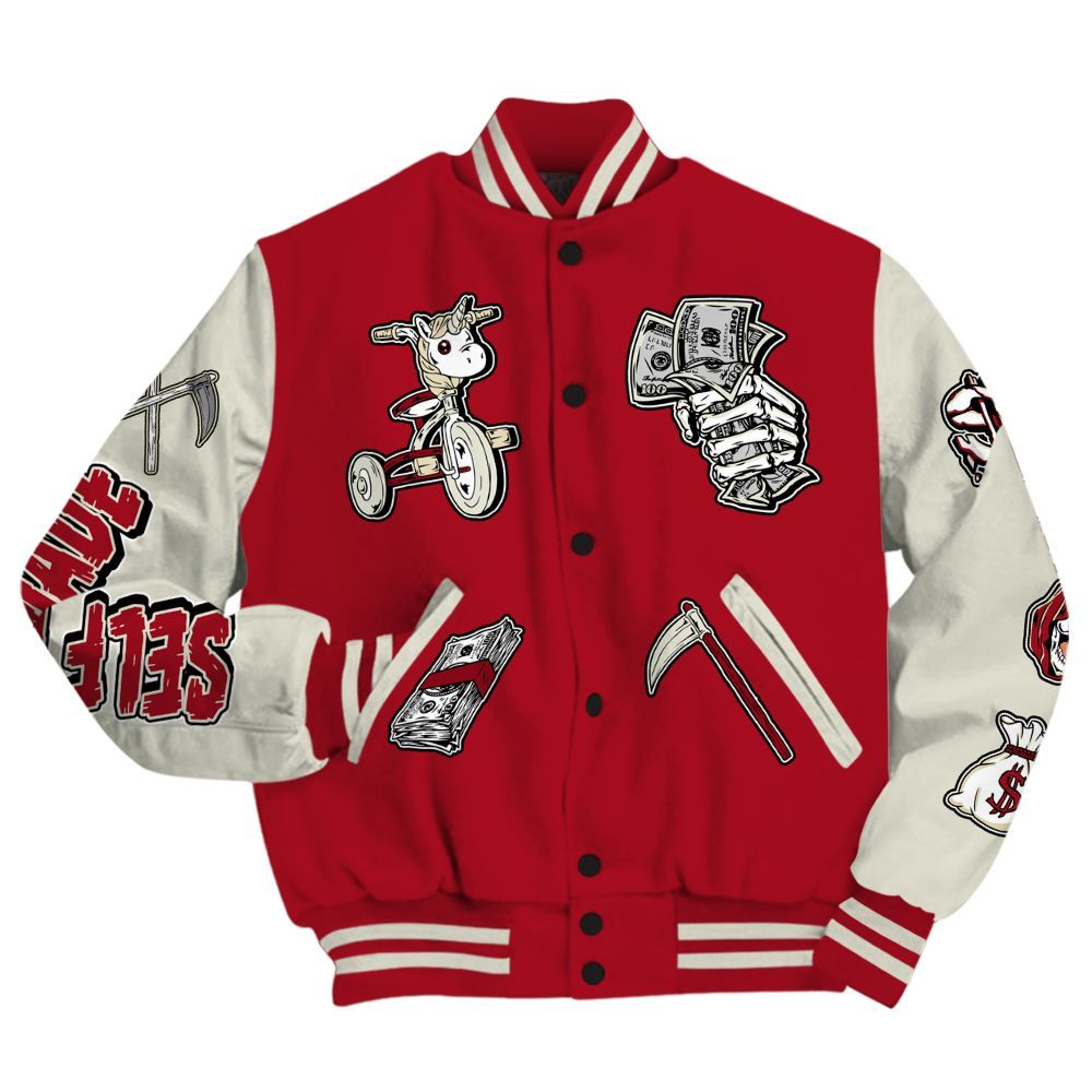 Varsity Jacket To Match 2025 High OG Cinnabar 1s - Self Make Skeleton All Over Print