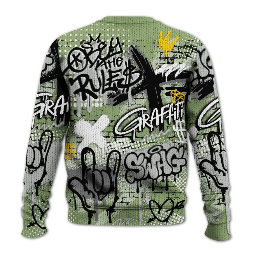 Knitted Sweater To Match Oil Green 4s - True It Real Graffiti Streetwear