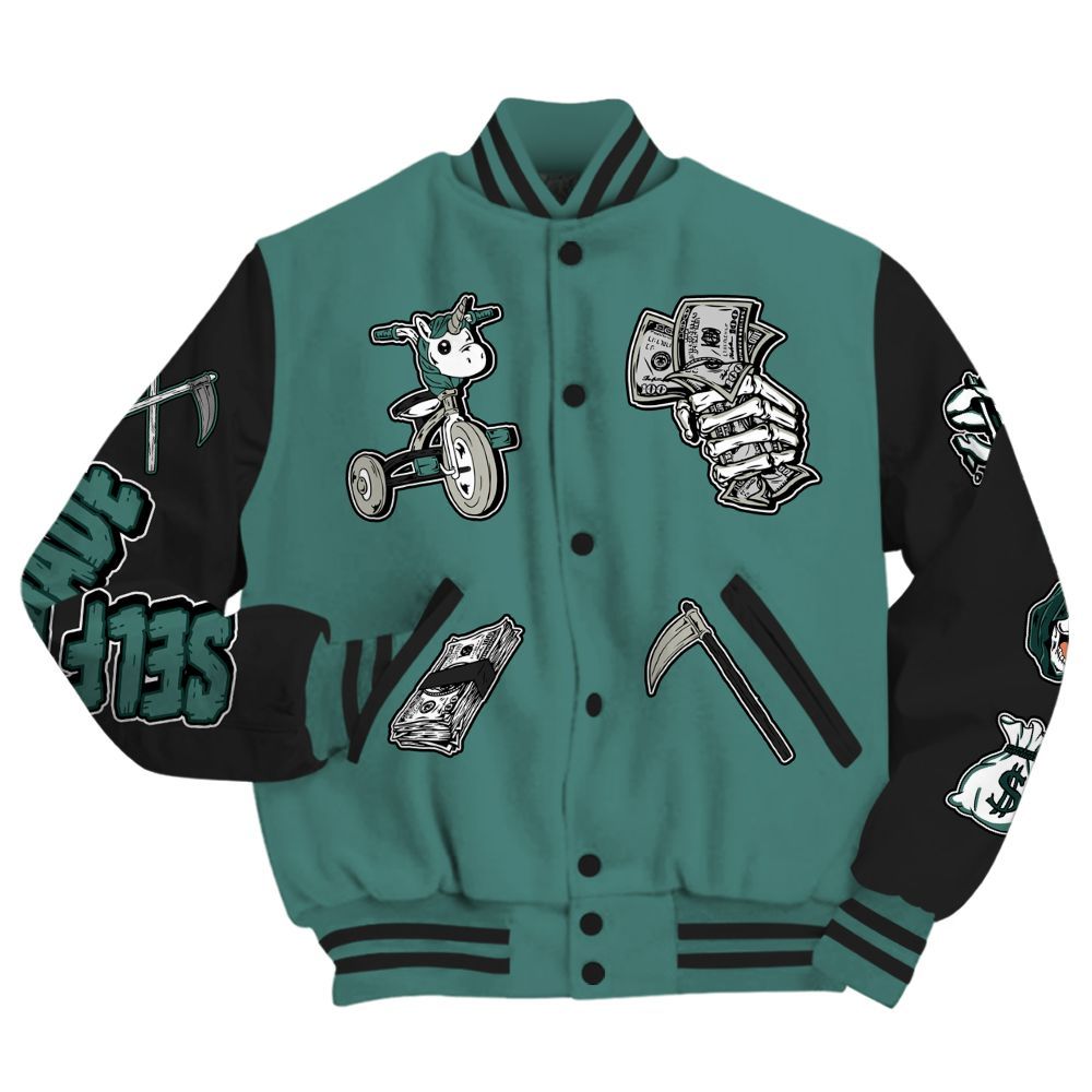 Varsity Jacket To Match Grandma's Driveway 4s - Self Make Skeleton All Over Print