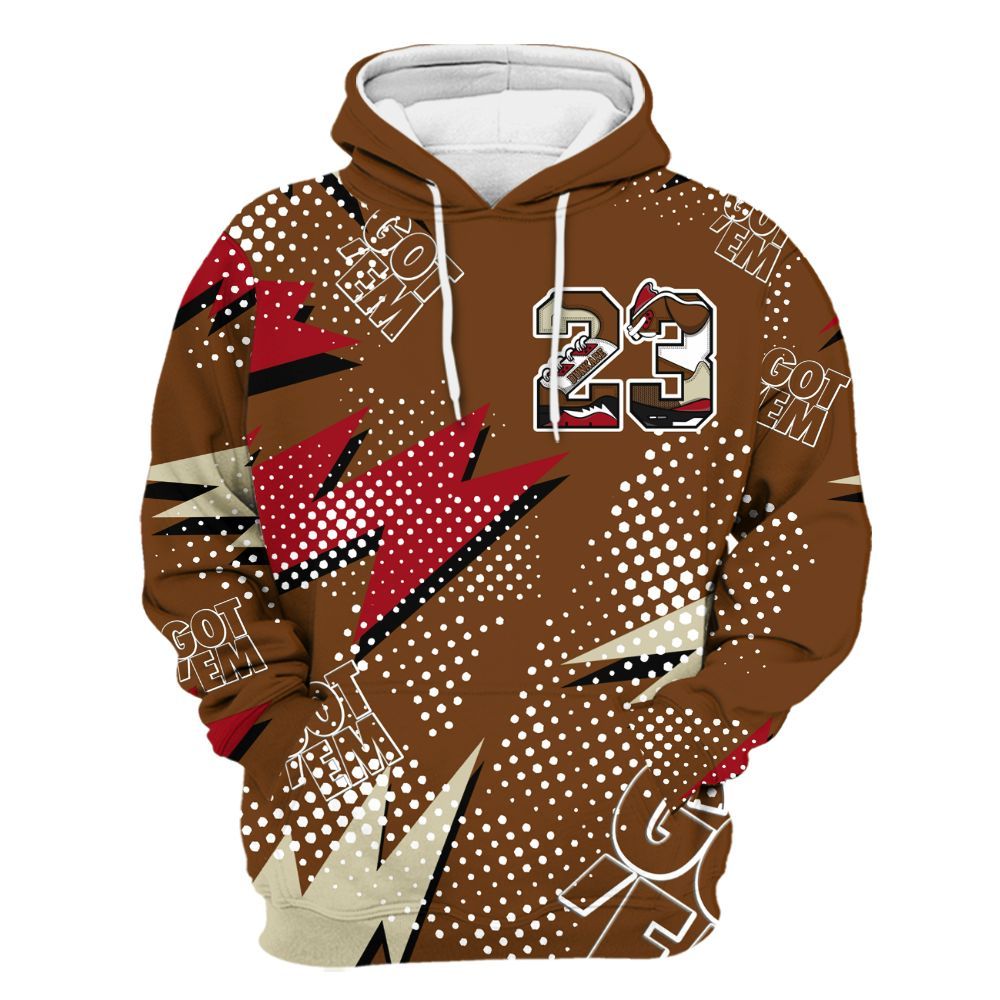 Hoodie To Match Archaeo Brown 5s - Custom Name Number 23 5s All Over Print