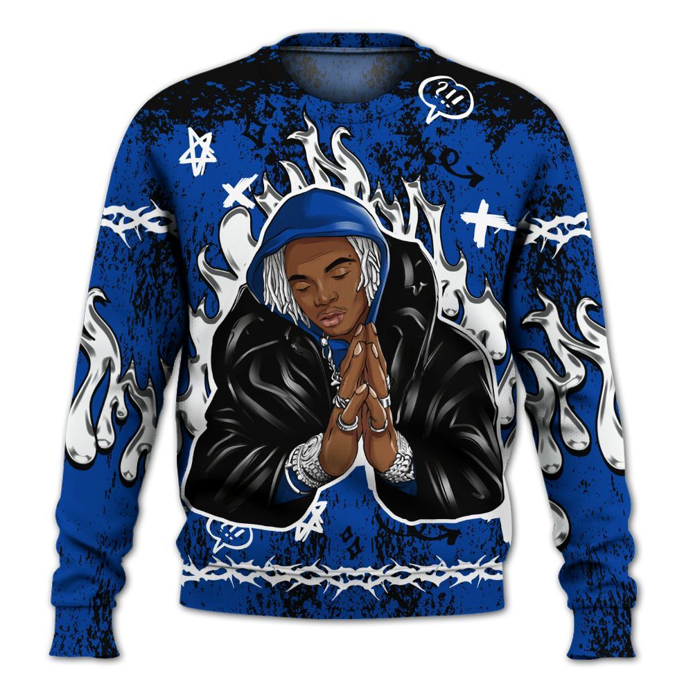 Sweatshirt To Match Hyper Royal 12s - Trappin Unique Graphics All Over Print
