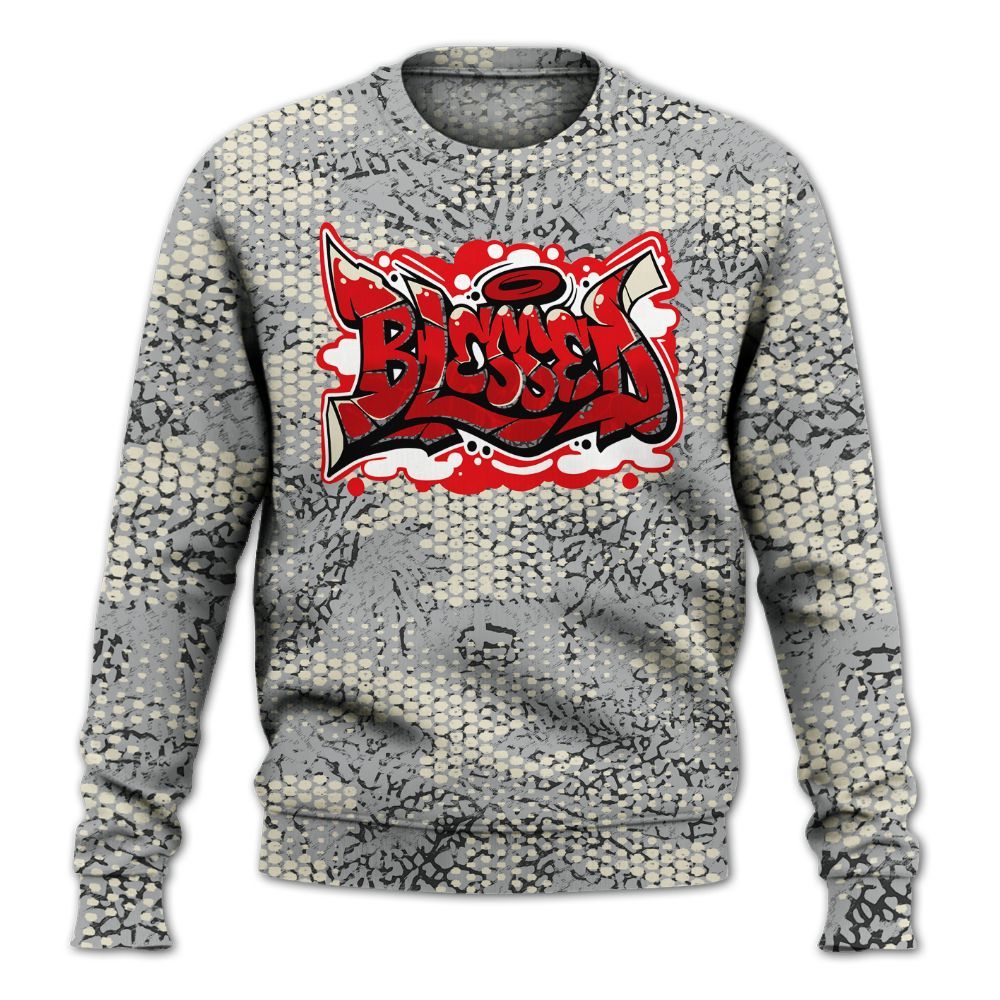 Sweatshirt To Match Cement Grey 3s - Blessing Graphic Banknotes All Over Print