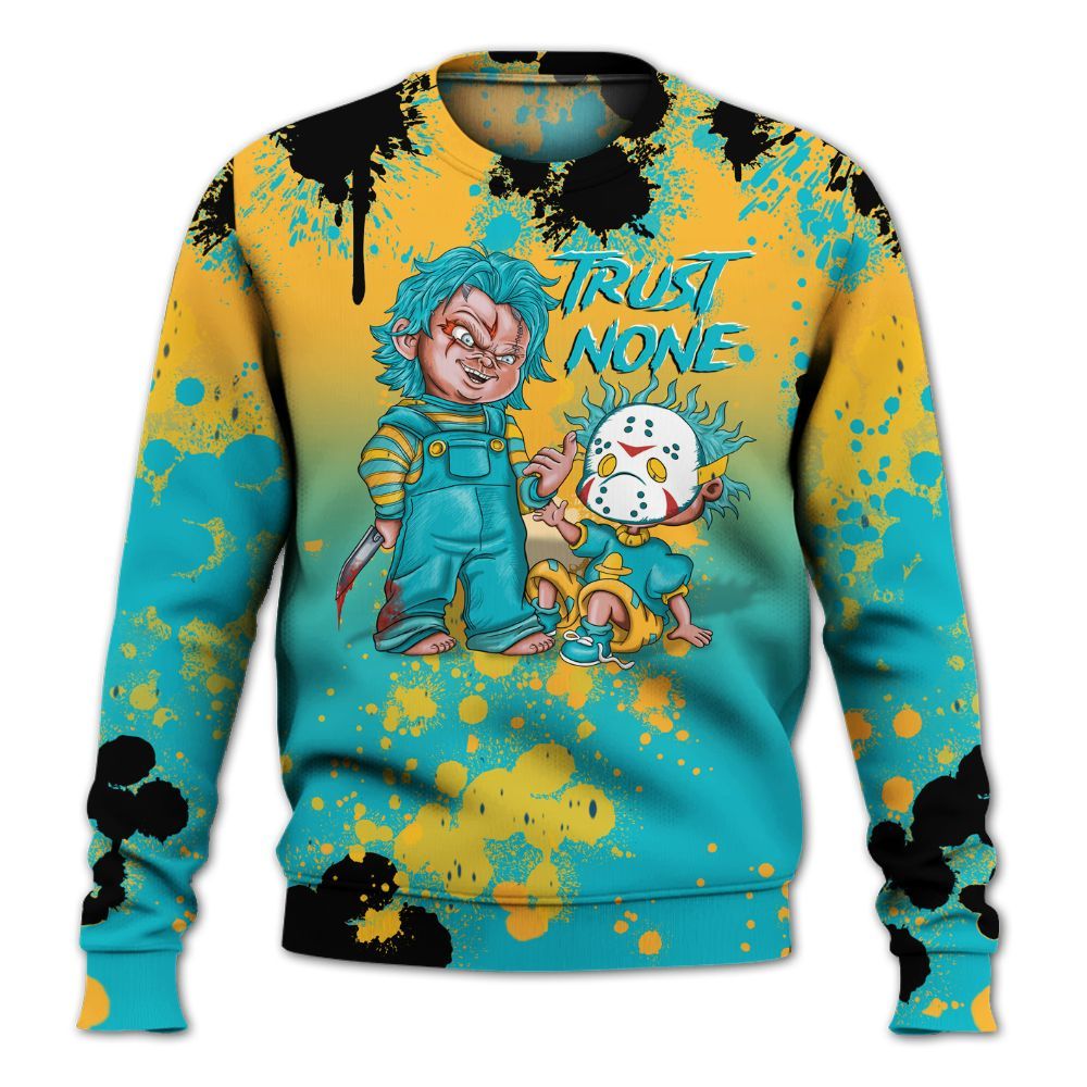 Sweatshirt To Match Retro Aqua 5s - Trust No One Scary All Over Print
