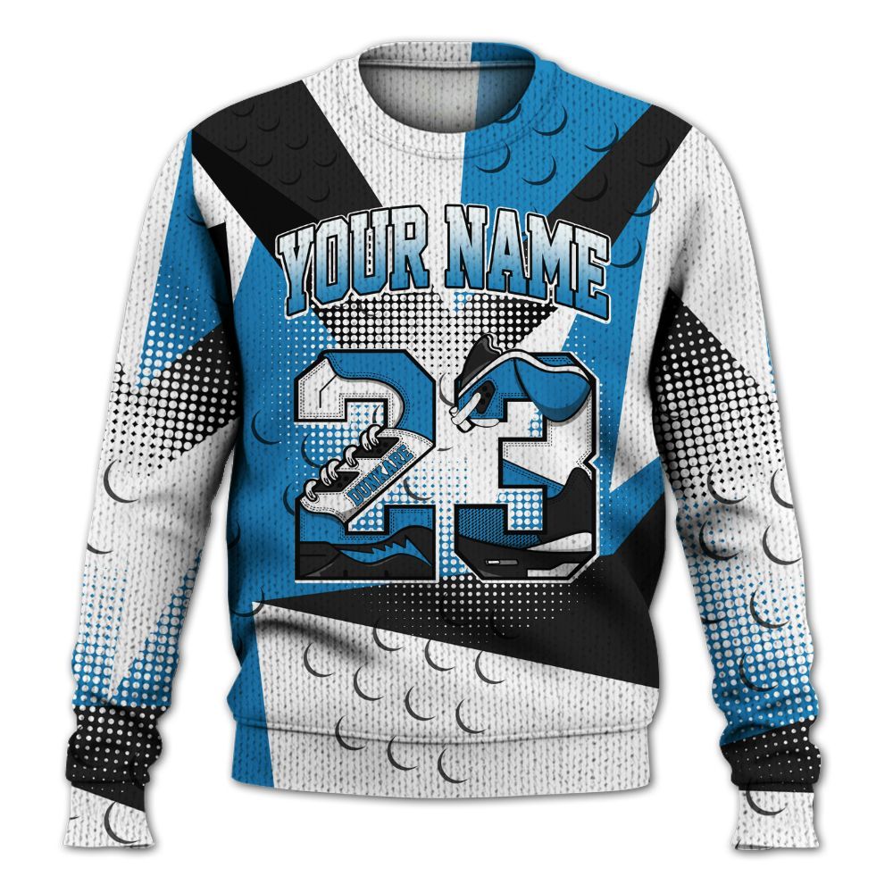 Knitted Sweater To Match Retro University Blue 9s - Poly Custom Name Number 23 5s