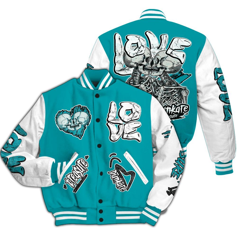 Varsity Jacket To Match Air Griffey Max Aquamarine 1s - Skull Bear All Over Print