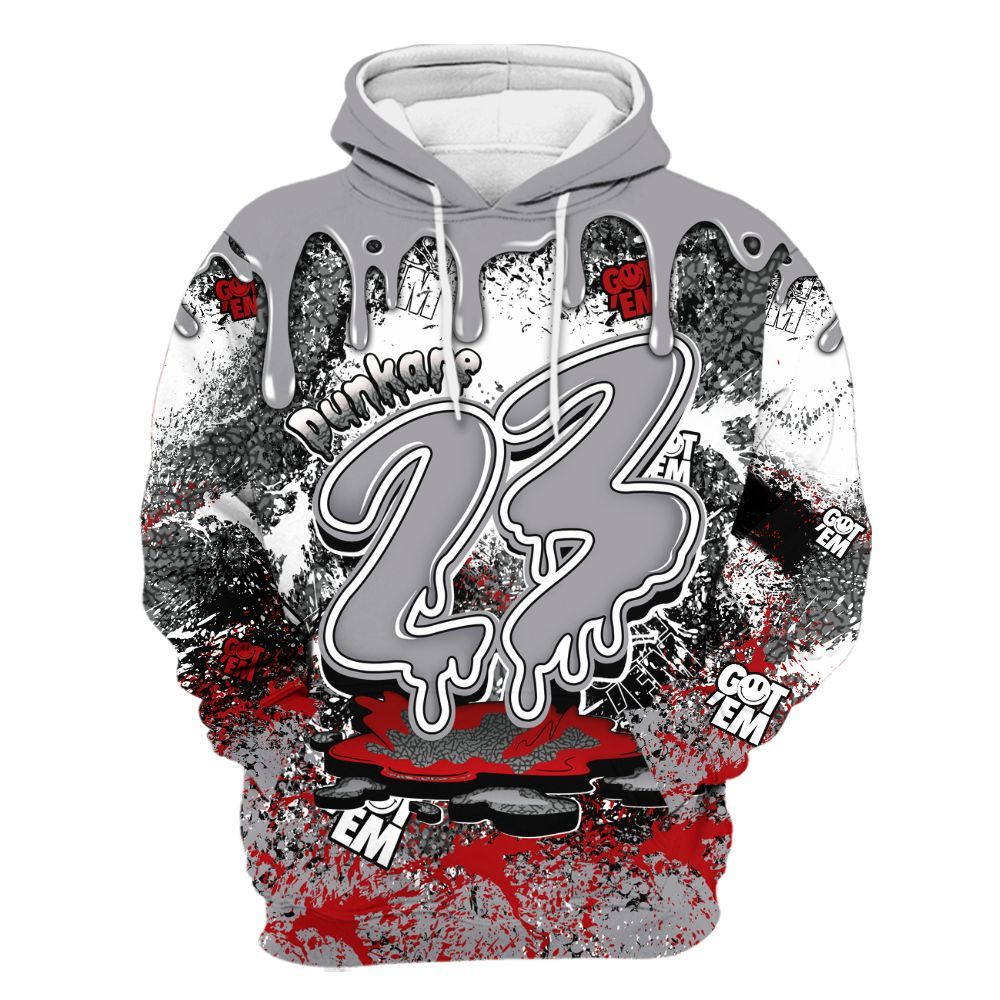 Hoodie To Match Cement Grey 3s - Dripping 23 Drip All Over Print