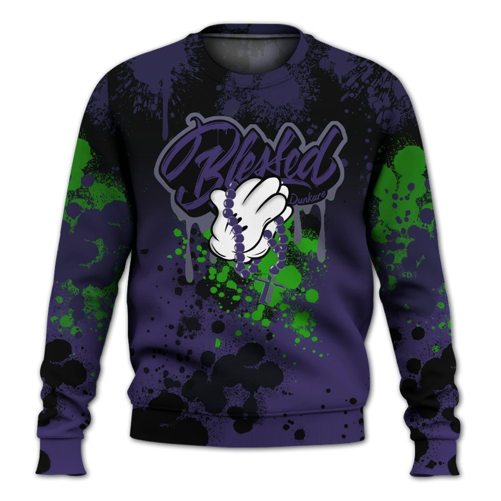 Sweatshirt To Match Retro Court Purple 13s - God Blessed Ink Drip All Over Print