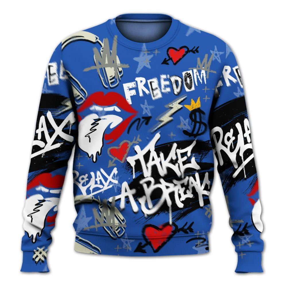 Sweatshirt To Match Lucky Shorts 3s - Take Break Freedom Graffiti Streetwear All Over Print