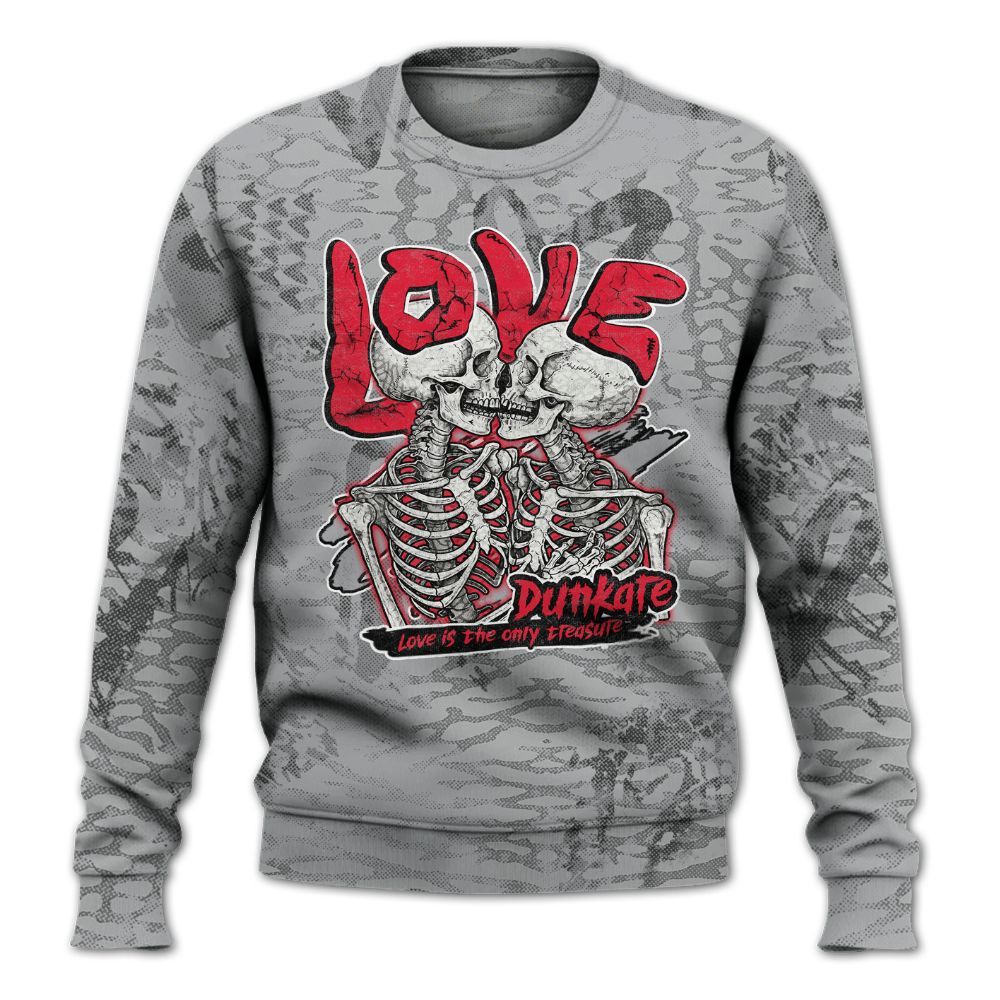 Sweatshirt To Match Black Cement 3s - Skull Love All Over Print