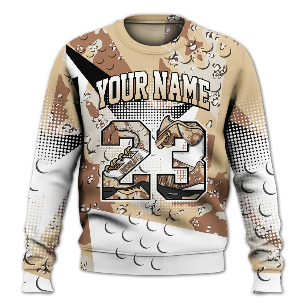 Sweatshirt To Match Desert Camo 3s - Poly Custom Name Number 23 5s All Over Print