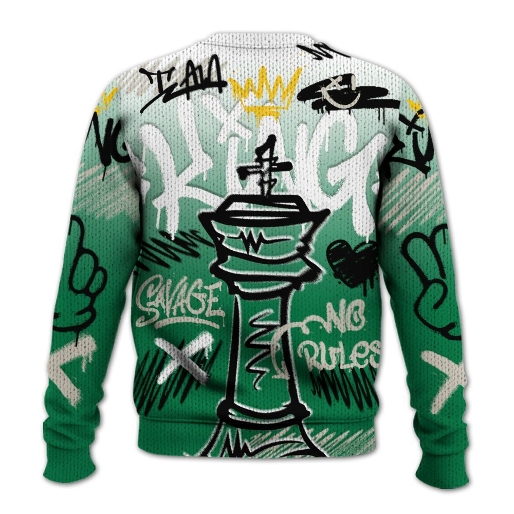 Knitted Sweater To Match Lucky Green 2s - Street King Chess Streetwear