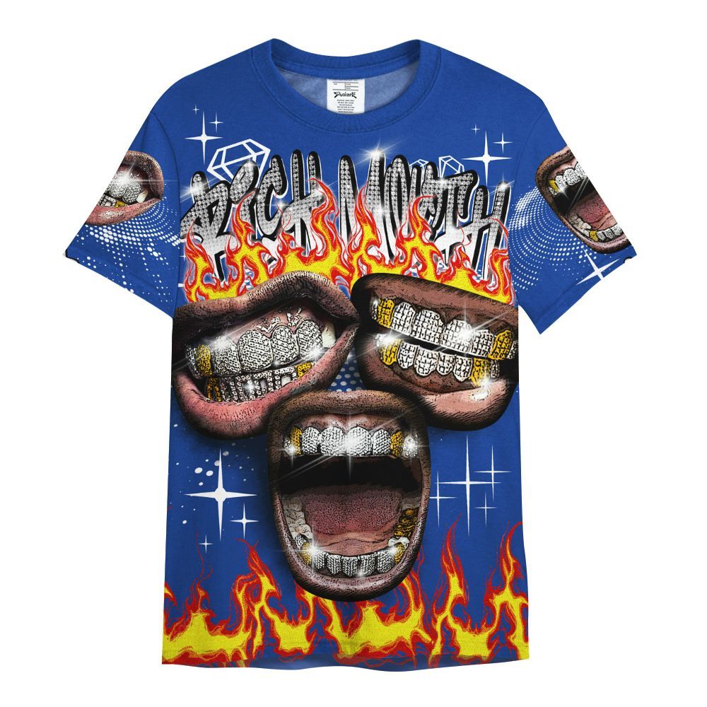 Shirt To Match Air Foamposite One Royal - Rich Mouth Fire Rap Retro 90s All Over Print