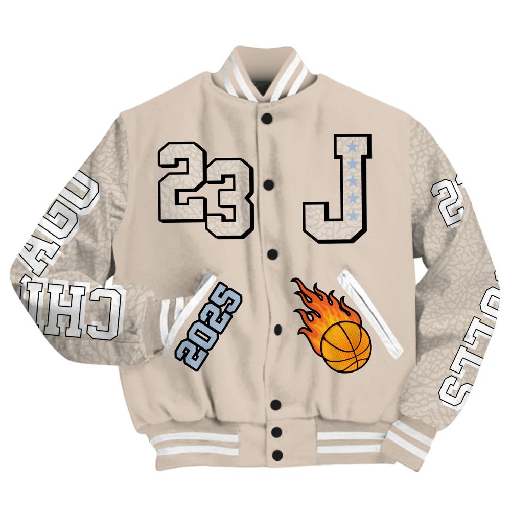 Varsity Jacket To Match Desert Sand 3s - Chicago 23 Basketball All Over Print