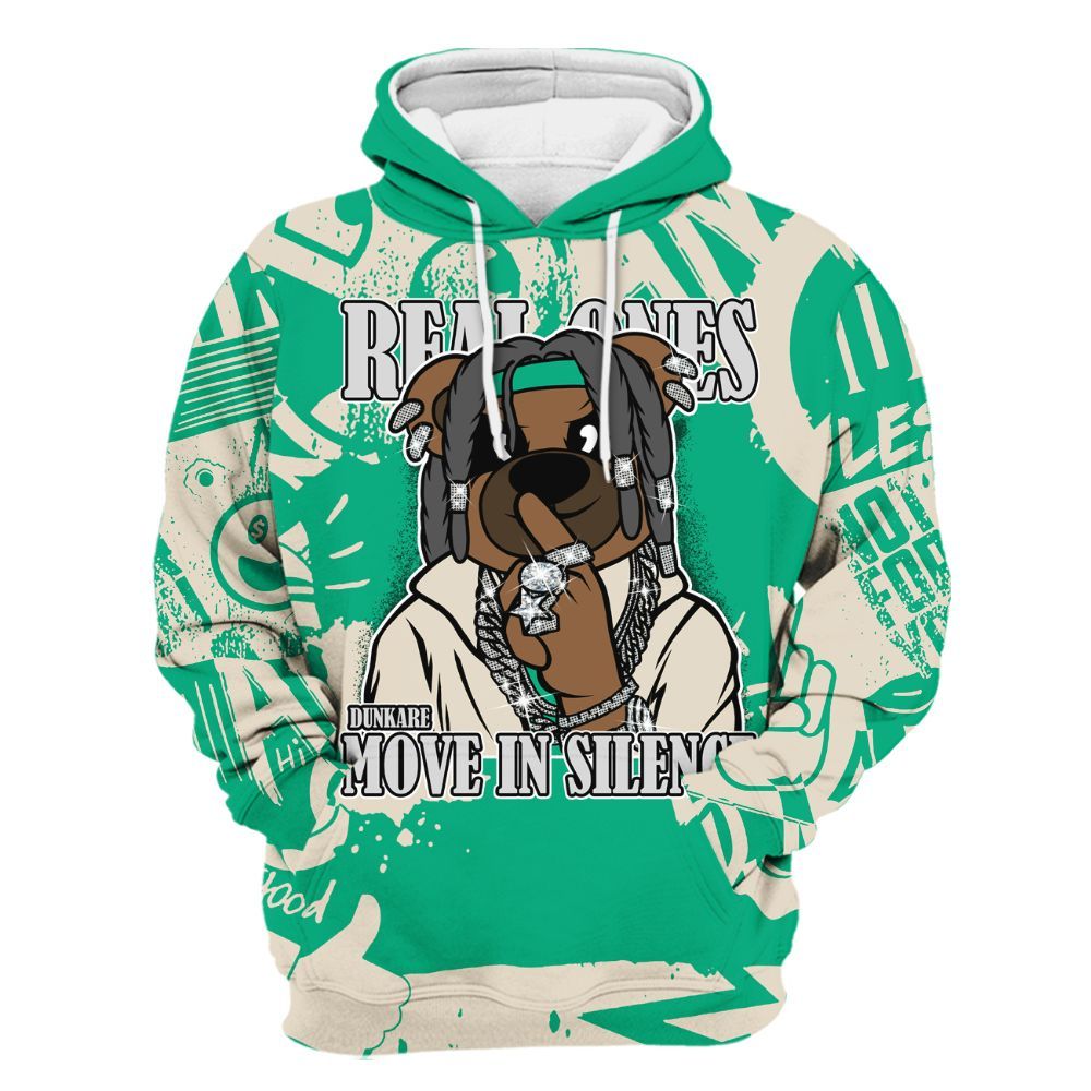 Hoodie To Match Oxidized Green 4s - Silent Achievers Bear Monogram Graffiti All Over Print