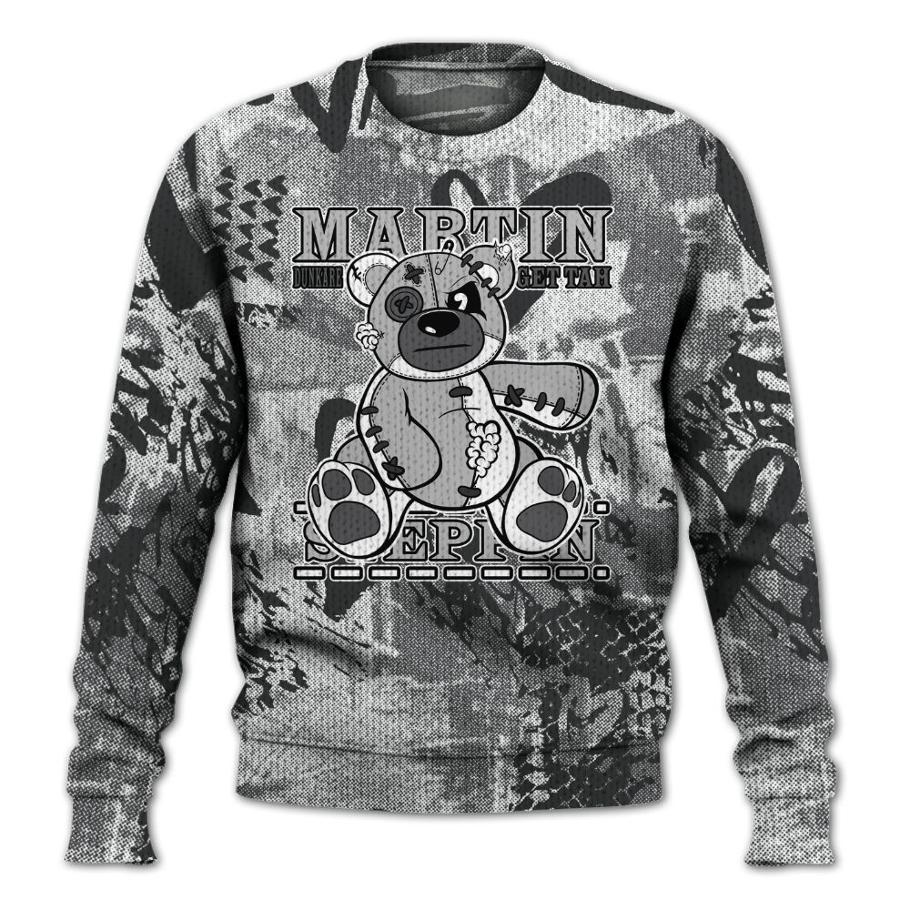 Knitted Sweater To Match White Thunder 4s - Tah Steppin Bear Heart Grunge