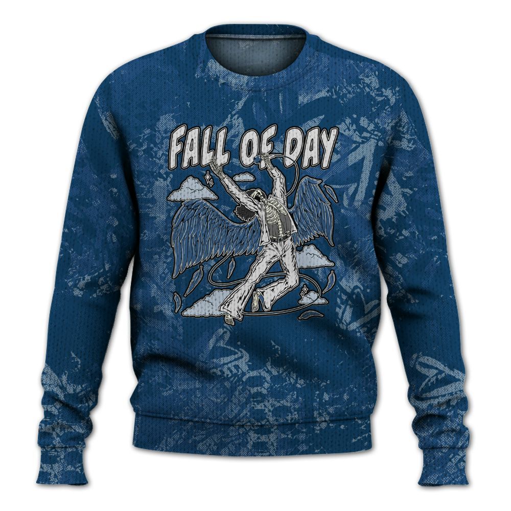 Knitted Sweater To Match High OG Midnight Navy 1s - Fall Of Days Skeleton Heart