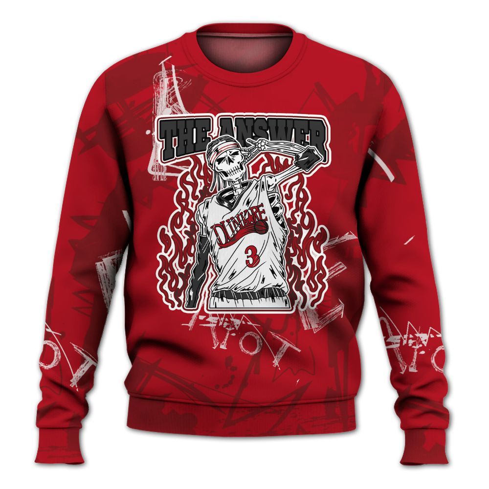 Sweatshirt To Match Bred Velvet 11s - Allen Answer Skeleton Messyz All Over Print