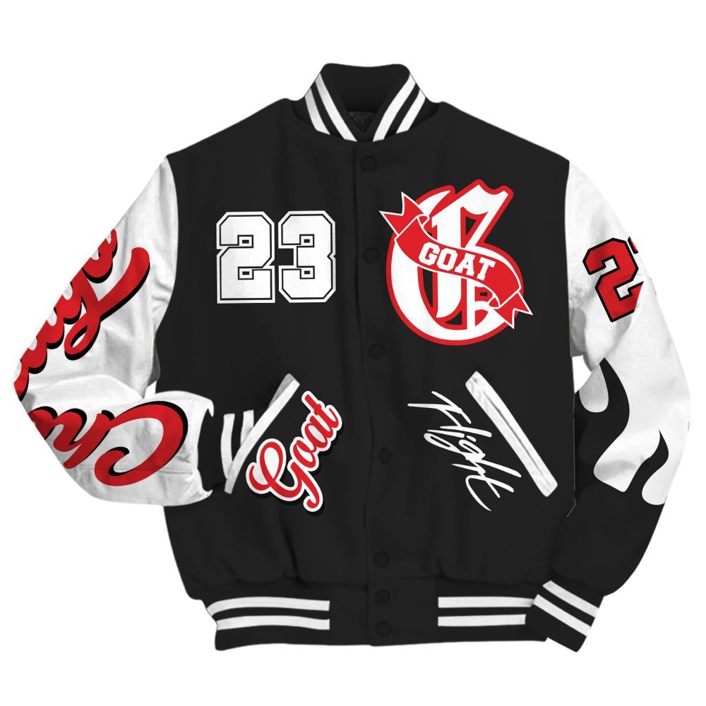 Varsity Jacket To Match Prime 93 Fire Red - The G.O.A.T Flight Streetwear All Over Print