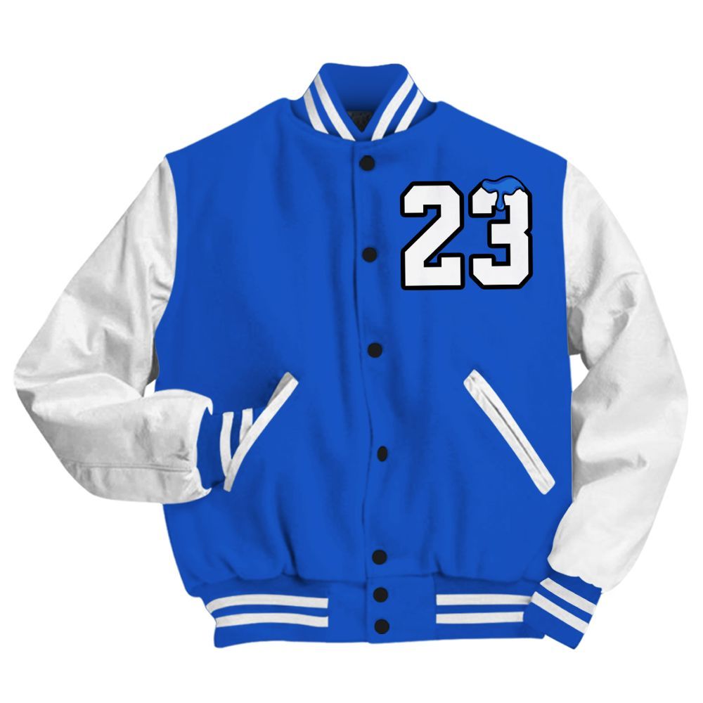 Varsity Jacket To Match Retro Stealth 5s - Custom Name Number 23 Drip All Over Print