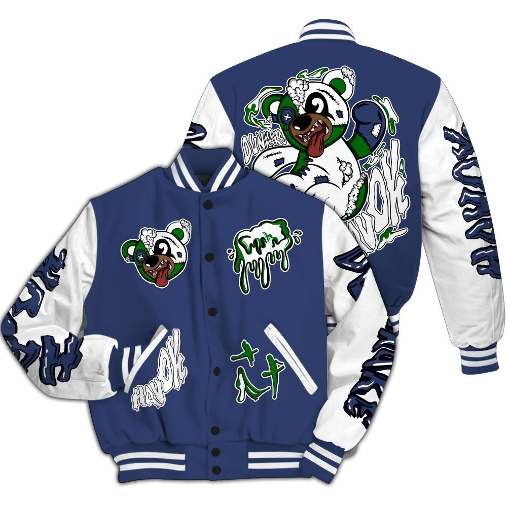 Varsity Jacket To Match Midnight Navy 13s - Havok Bear All Over Print