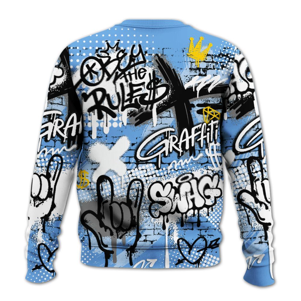 Sweatshirt To Match University Blue 6s - True It Real Graffiti Streetwear All Over Print