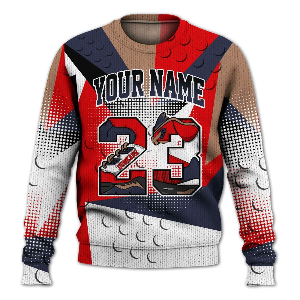 Knitted Sweater To Match Low OG Howard Bison 1s - Poly Custom Name Number 23 5s