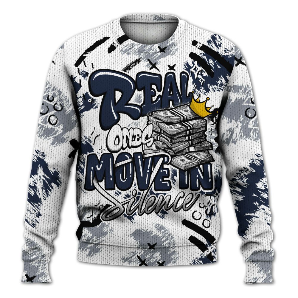 Knitted Sweater To Match Dunk Low White Midnight Navy - Real Ones Move In Streetwear