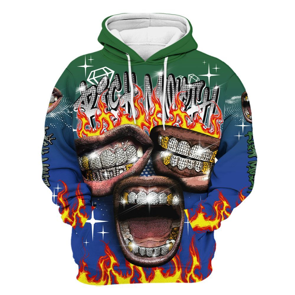 Hoodie To Match Dunk Low Tennis Classic - Rich Mouth Fire Rap Retro 90s All Over Print