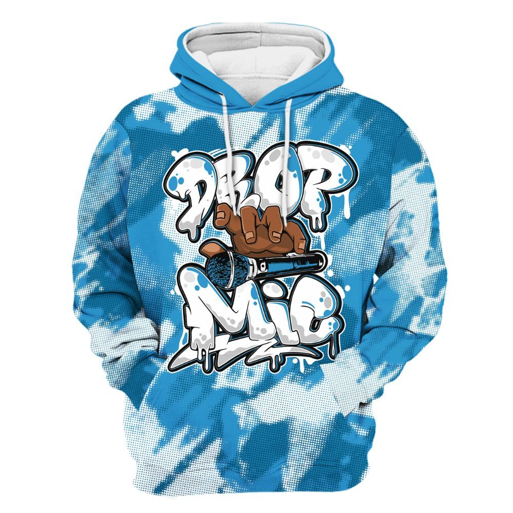 Hoodie To Match Powder Blue 9s - Drop Mic Abstract All Over Print